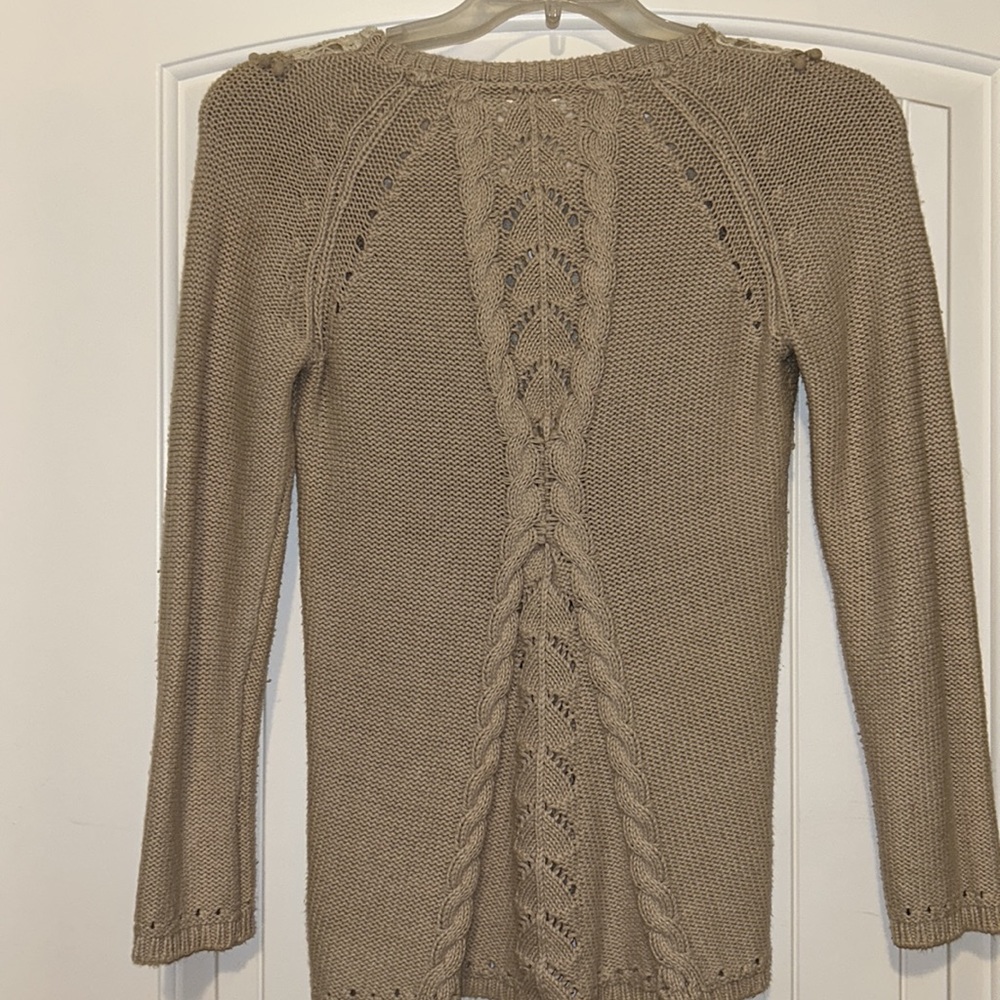 Anthropologie Angel Of The North Womens Adelaide Tan Cream Pullover Sweater S - Picture 4 of 4